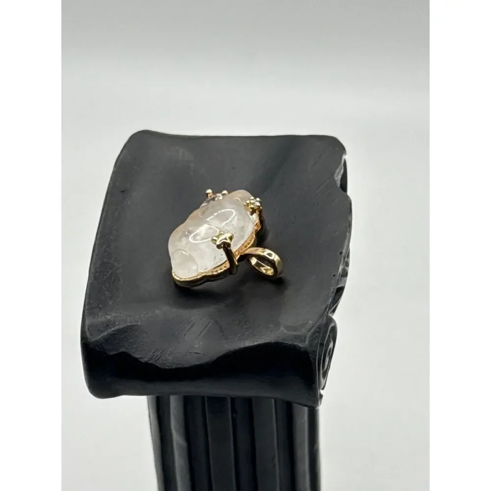 Natural Stone Celestial Pendant | Gold Tone Stainless Steel | Star & CZ Charm